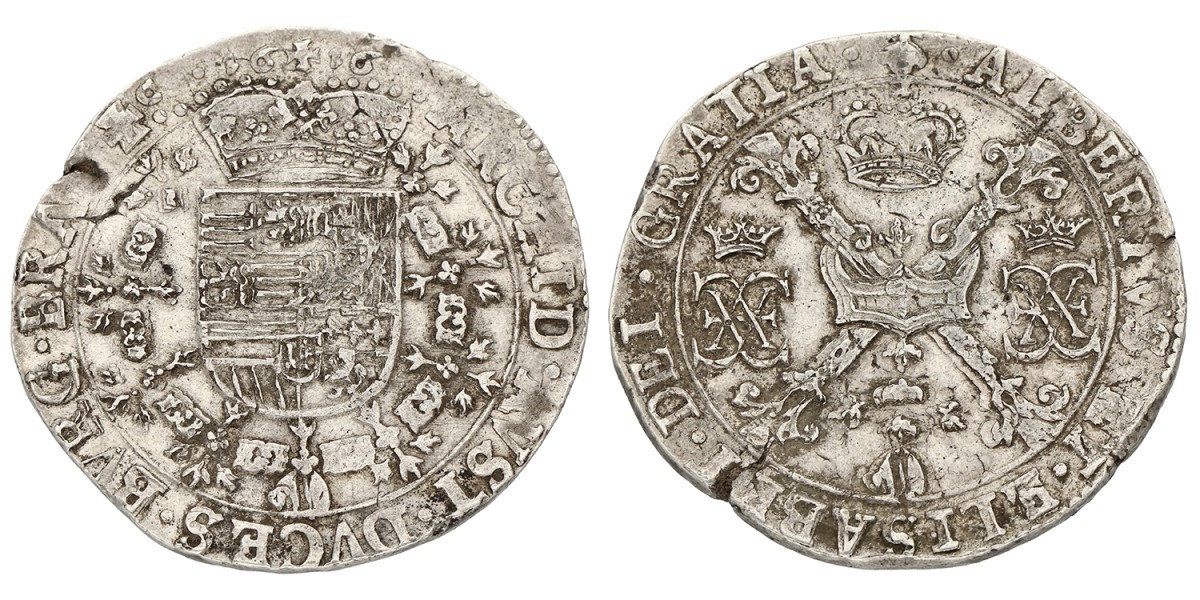 Patagon. Brabant. Brussel. Albert & Isabella. 1616. Zeer Fraai +.