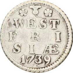 Duit. Afslag in Zilver. West-Friesland. 1739. Zeer Fraai.