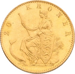 Denmark. Christian IX. 20 Kroner. 1873. XF.