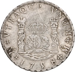 Mexico. Spanish Colony. Ferdinand VI. 8 Reales. 1758 Mo. VF.