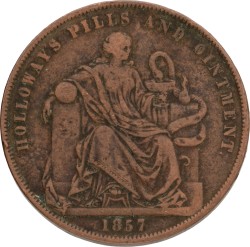 Australia. Professor Holloway Pills & Ointment. Penny Token. 1857. VF.