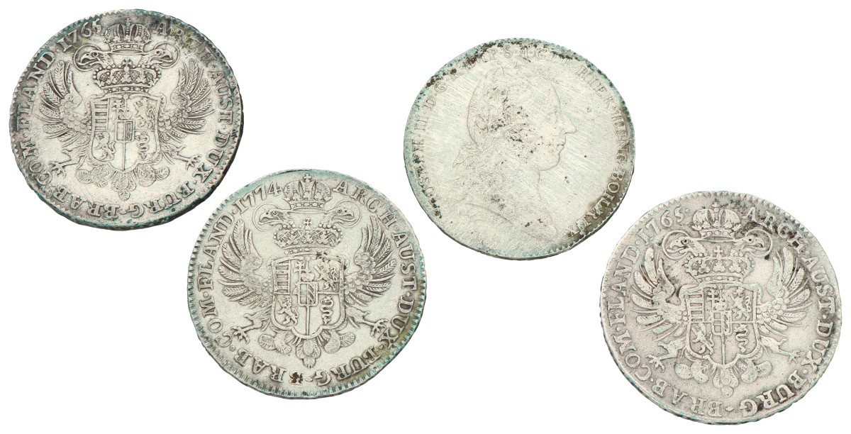 Lot (4) Kronenthaler. Brabant. Maria Theresia & Joseph II. 1765, 1774 & 1786. Gemiddeld Zeer Fraai.