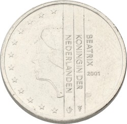 2 Euro - geheel in nikkel geslagen. Beatrix. 2001. Prachtig.