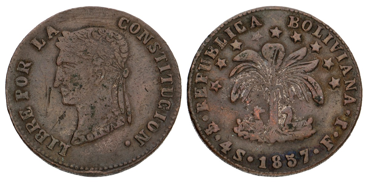 Bolivia. 4 Soles. 1857. F.