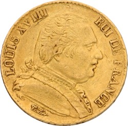 France - First Restoration. Louis XVIII. 20 Francs. 1814A. VF.