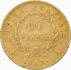 France. Lille. Napoleon Bonaparte. 40 Francs. 1812 W. VF +.