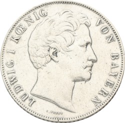 German States. Bavaria. Ludwig I. 2 Gulden. 1845. VF.