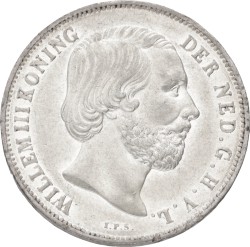 1 Gulden. Willem III. 1855. Prachtig / UNC.