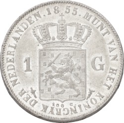 1 Gulden. Willem III. 1855. Prachtig / UNC.