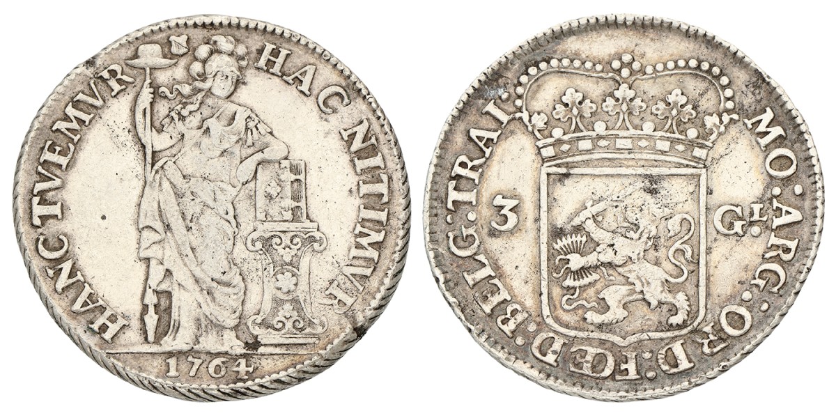 3 gulden - generaliteits. Utrecht. 1764. Zeer Fraai.