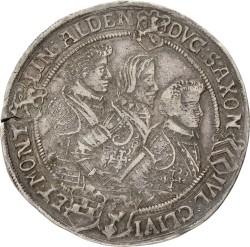 German States. Sachse-Altenburg. Johann Philip, Frederick (Friedrich, Johann Wilhelm & Friedrich Wilhelm II. Thaler. 1625. VF.