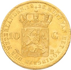 10 Gulden. Willem I. 1828 B. Zeer Fraai / Prachtig.