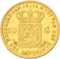 10 Gulden. Willem I. 1839. Prachtig / UNC.