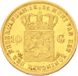 10 Gulden. Willem I. 1839. Prachtig / UNC.