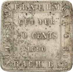 20 Cents. Nederlands-Indië. Plantage Goerach Batoe. 1890. Fraai +.