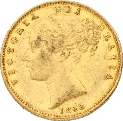 Great Britain. Victoria. Sovereign. 1848 - Large head. XF.