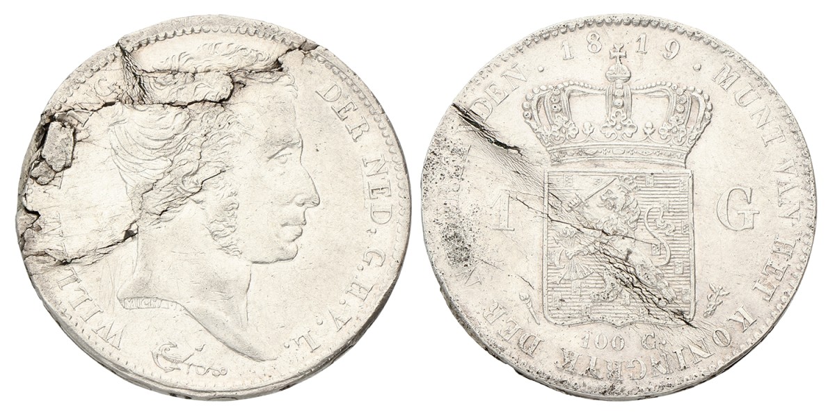 1 Gulden. Willem I. 1819U. XF