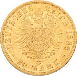 German states. Prussia. Wilhelm. 20 Mark. 1886. VF / XF.