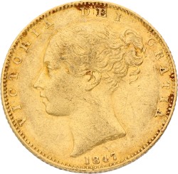 Great Britain. Victoria. Sovereign. 1847. XF.