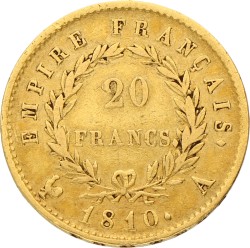 France. Napoleon Bonaparte. 20 Francs. 1810 A. VF / XF.