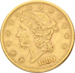 USA. Philadelphia. 20 Dollars. 1880. VF / XF.