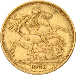 Australia. British colony. Victoria. Sovereign. 1876 S. VF +.