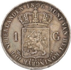 1 Gulden. Wilhelmina. 1896. Zeer Fraai +.