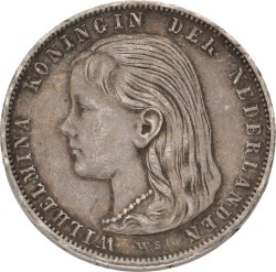 1 Gulden. Wilhelmina. 1896. Zeer Fraai +.