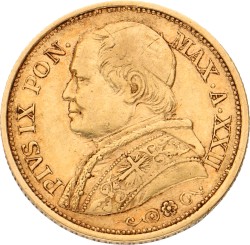 Italian states. Papal States. Pius IX. 20 Lire. 1867. VF / XF.