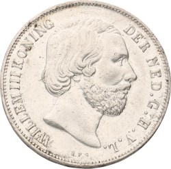 1 Gulden. Willem III. 1855. Prachtig +.