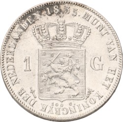 1 Gulden. Willem III. 1855. Prachtig +.