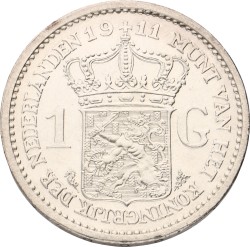 1 Gulden. Wilhelmina. 1911. UNC.