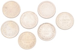 Lot (7) 10 Cent. Wilhelmina. 19th & 20th Century. Average AUnc.