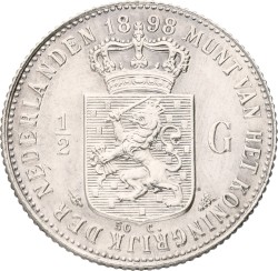 ½ Gulden. Wilhelmina. 1898. UNC.