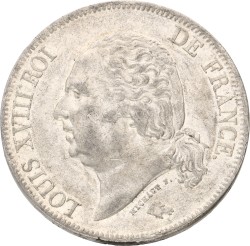 France. Louis XVIII. 5 Francs. 1824 A. XF -.