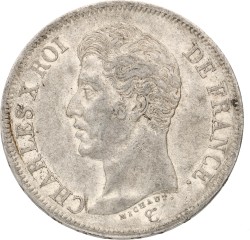 France. Lille. Charles X. 5 Francs. 1825 W. XF +.