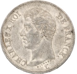 France. Lille. Charles X. 5 Francs. 1825 W. XF +.