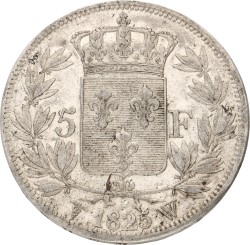 France. Lille. Charles X. 5 Francs. 1825 W. XF +.