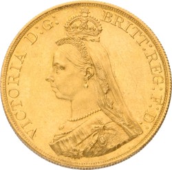 Great Britain. Victoria. 5 Pounds. 1887. AUnc.