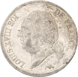 France. Lille. Louis XVIII. 5 Francs. 1823 W. VF / XF.