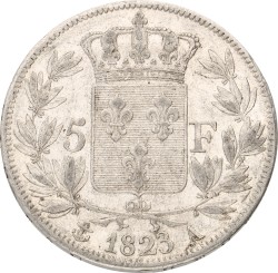 France. Paris. Louis XVIII. 5 Francs. 1823 A. VF +.