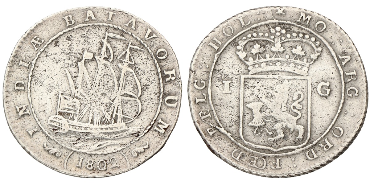 1 Gulden. Nederlands-Indië. 1802. Zeer Fraai.