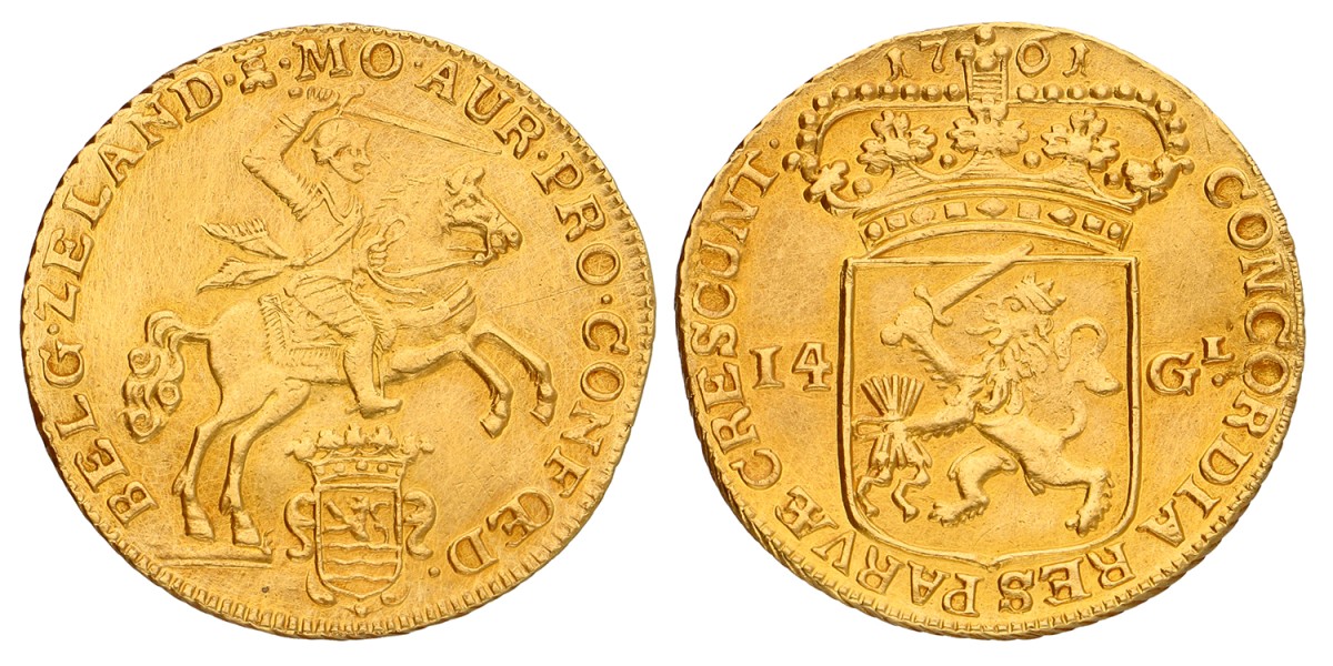 Gouden rijder van 14 Gulden. Zeeland. 1761. Zeer Fraai +.