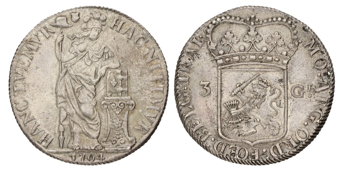 3 Gulden. Utrecht. 1795. Zeer Fraai.