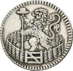 Duit. Afslag in Zilver. Holland. 1740. Zeer Fraai.