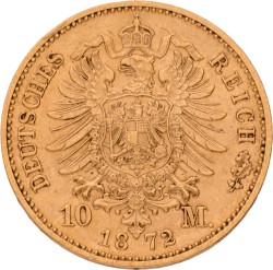 German states. Württemberg. Charles I. 10 Mark. 1872. VF / XF.