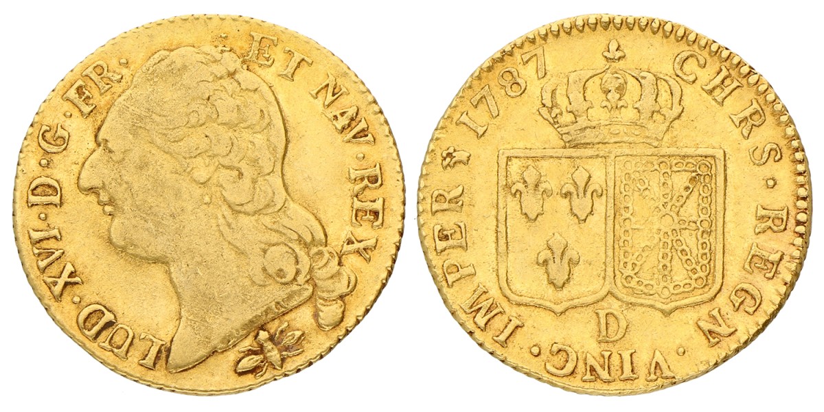 France. Louis XVI. Louis D'or. 1787 D. VF +.