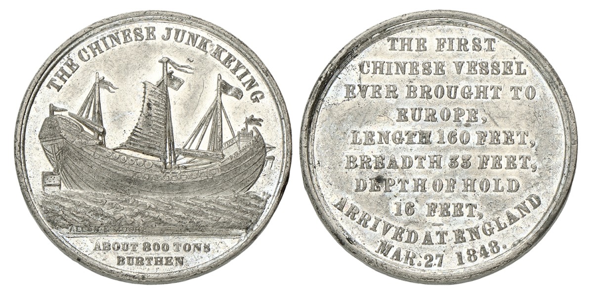 Great Britain. 1848. Medal by Thomas Halliday, "Voyage of the Junk Keying",.