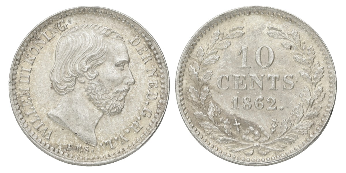 10 Cent. Willem III. 1862. UNC.