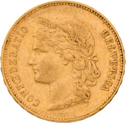 Switzerland. 20 Francs. 1896. VF / XF.